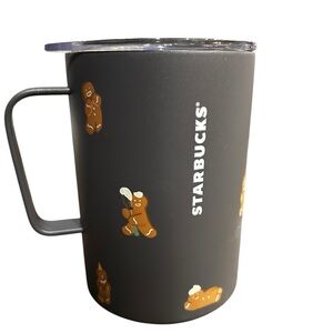 Starbucks Black Mug with Gingerbread Design